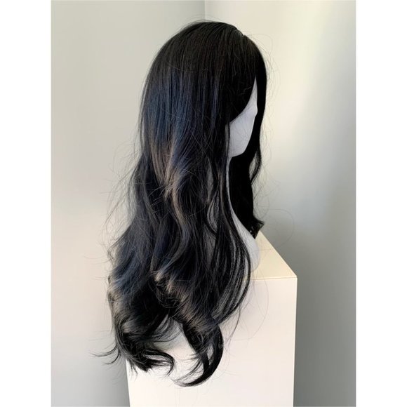 NEW Long Black Synthetic Wig with Bangs - Picture 2 of 3